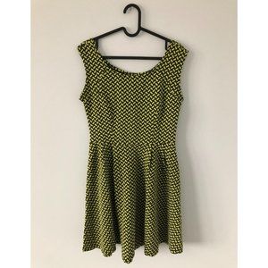 Bobeau Yellow Printed Skater Dress